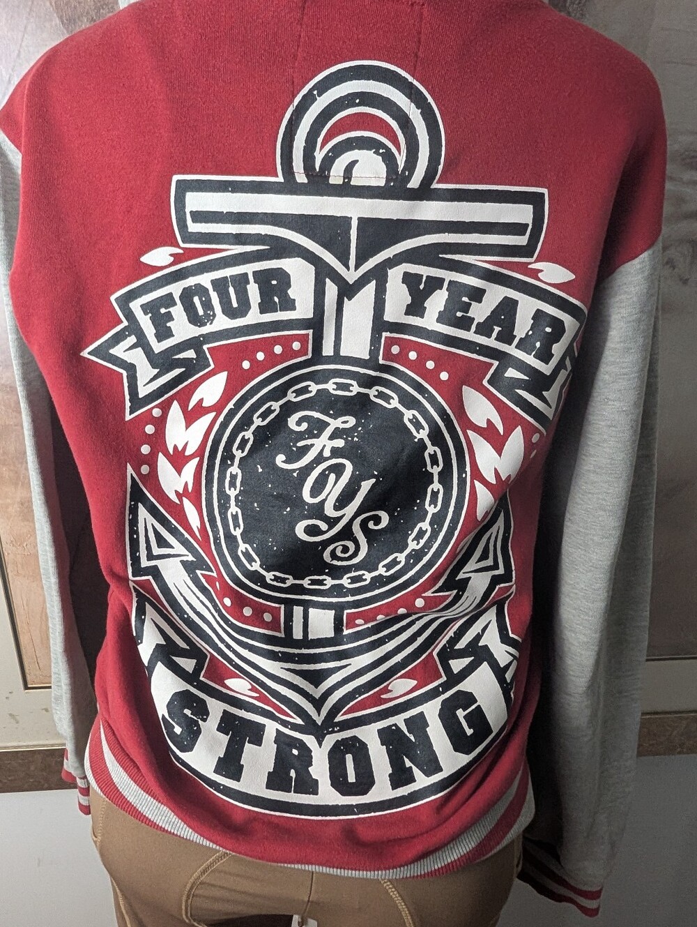 Vintage Four Year Strong Easycore Band Merch Men Letterman Hoodie Size S